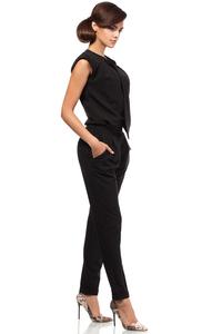 Black Elegant V-Neckline Wrap Front Jumpsuit