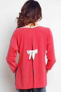 Pink Long Sleeved Top with Bow at The Back