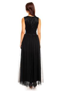 Black Evening Dress with Tulle and Lace