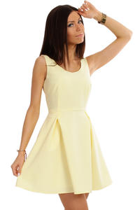 Lemon Yellow Sleeveless Pleated Korean Flippy Dress