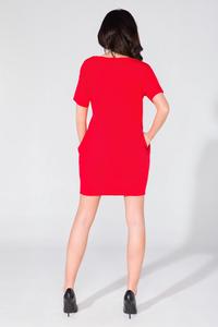 Red Simple Mini Dress with Side Pockets