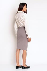 Grey Slim High Waist Front Pockets Skirt