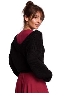 Black Classic Sweater with V-neck on the front and back