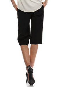 Black Wide Cut Leg Cropped Length Loose Fit Pants