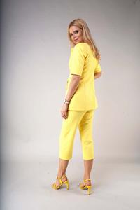 One Button Blazer with Short Sleeves - Yellow