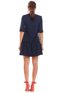 Navy Blue V-neck dress with a frill at the bottom