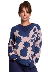 Floral V-neck Sweater - Model 2