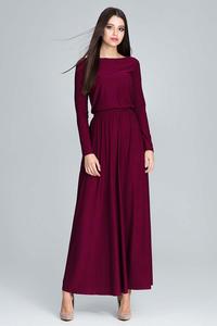 Maroon Long Sleeves Maxi Dress