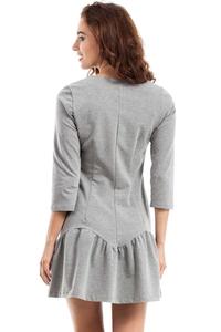 Grey Lace-up Neckline Dress 