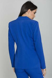 Elegant Blue Jacket Stylish Waisted Cut