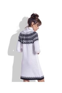 White Knitted Scandinawian Patterns Dress