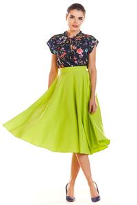 Lime Midi Skirt with Pockets