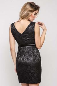 Black Bodycon Lace V-Neckline Dress