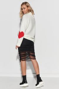 Turtleneck sweater with hearts on the sleeves - Ecru