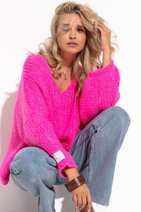 Pink Oversized V-Neck Sweater