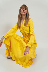 Yellow Maxi Dress With Frills