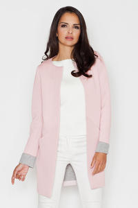 Pink Elegant Round Neck Short Coat