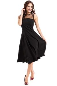 Black Evening Dress with Transparent Neckline