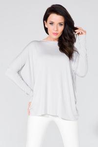 Light Grey Loose Deep Back Cut-ot Blouse