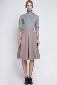 Beige Retro Style Midi Lenght Skirt with Double Fold