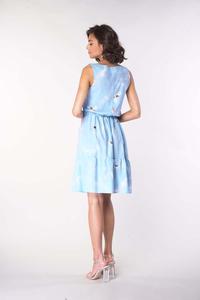 Sleeveless dress with frills - Blue