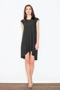 Black Asymmetric Hem Romantic Swing Dress