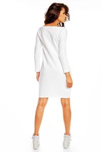 White Smartly Look Wiggle Long Sleeve Dress