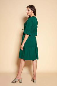 Green Frilled Dress with Buttons Closure