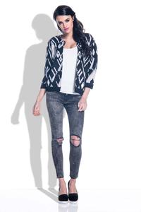 Black&Pink Short Patterned Cardigan-Blazer