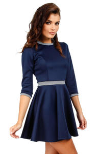 Navy Blue Retro Style A-line Mini Dress