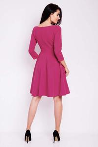 Pink Flared Knee Length Wrinkled Dress