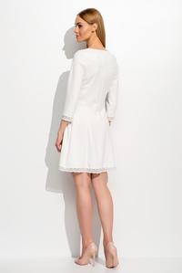 Ecru Flared Retro Style Dress with Lace