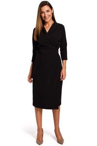 Black Fitted Envelope Dress Fied on the Side