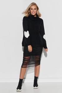 Turtleneck sweater with hearts on the sleeves - black