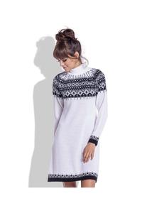 White Knitted Scandinawian Patterns Dress