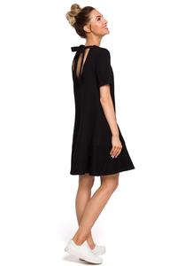Black Romantic Dress with Binding on the Neck of the Letter A