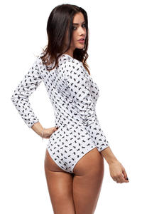 White Dragonflies Body Suit with Long Sleeves