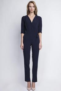 Navy Blue Stylish Ladies V-Neckline Jumpsuit