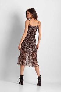 Midi Leopard Dress Asymmetrical Bottom