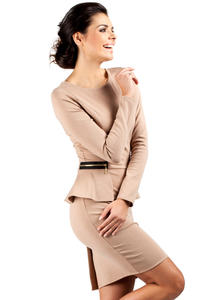 Coffee Seam Shift Dress with Decorative Zipper Pockets