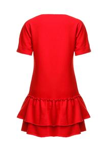 Red Double Frill Casual Mini Dress