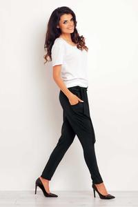 Black Tapered Legs Jogger Belted Pants