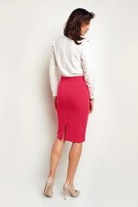 Pink Pencil Midi Skirt with a Frill
