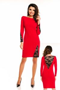 Red Bodycon Dress with Lace Details