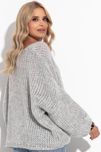 Grey Oversized V-Neck Sweater
