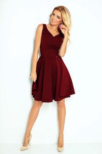 Maroon Elegant Dress Flared on Wide Straps