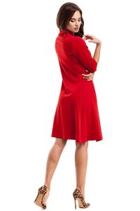 Red Flared Dress with Tourtleneck