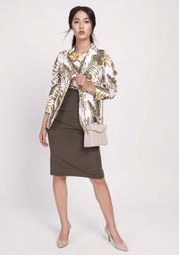 Ecru Classic Jacket in Tropical Leaves