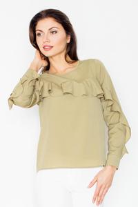 Green Long Sleeves Blouse with a Frill