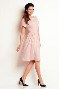 knee length pink dress short light sleeves